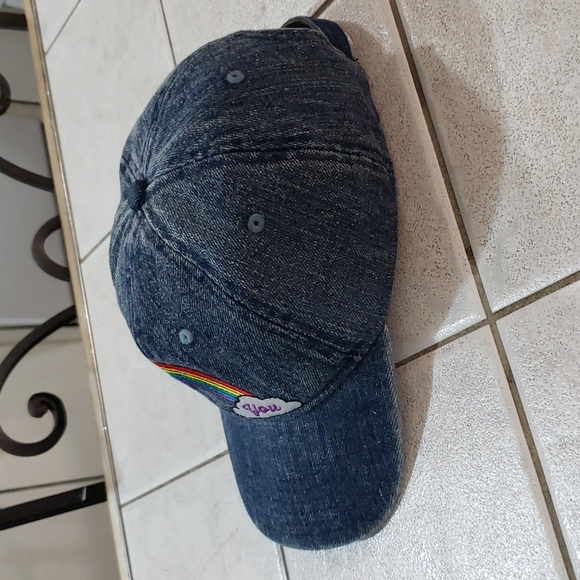 Spencer's F*ck You Rainbow Blue Denim Dad Hat Cap Strap Back Adjustable - Picture 3 of 9